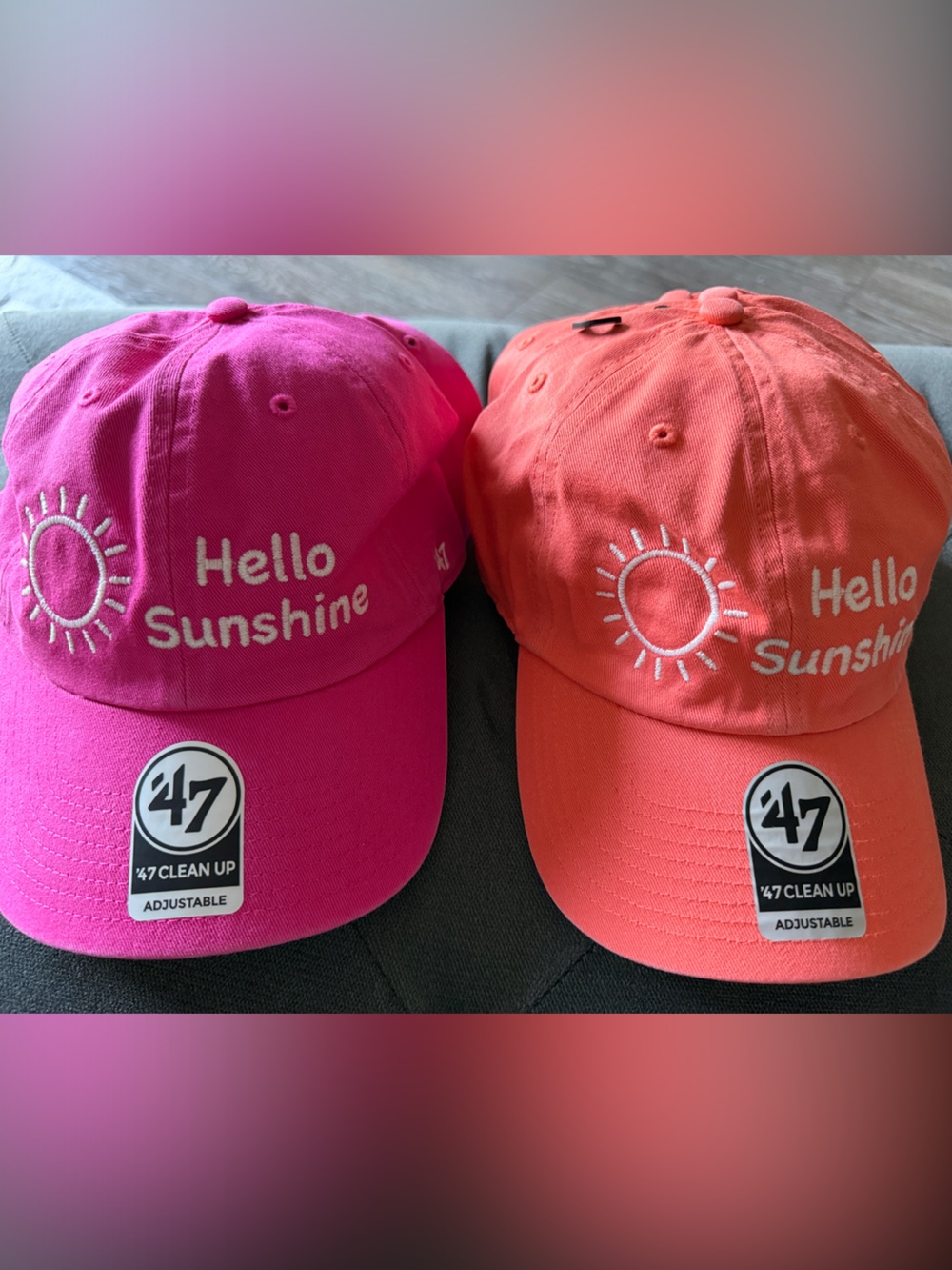 ’47 Hello Sunshine Baseball Caps - Hot Pink or Coral (your choice)